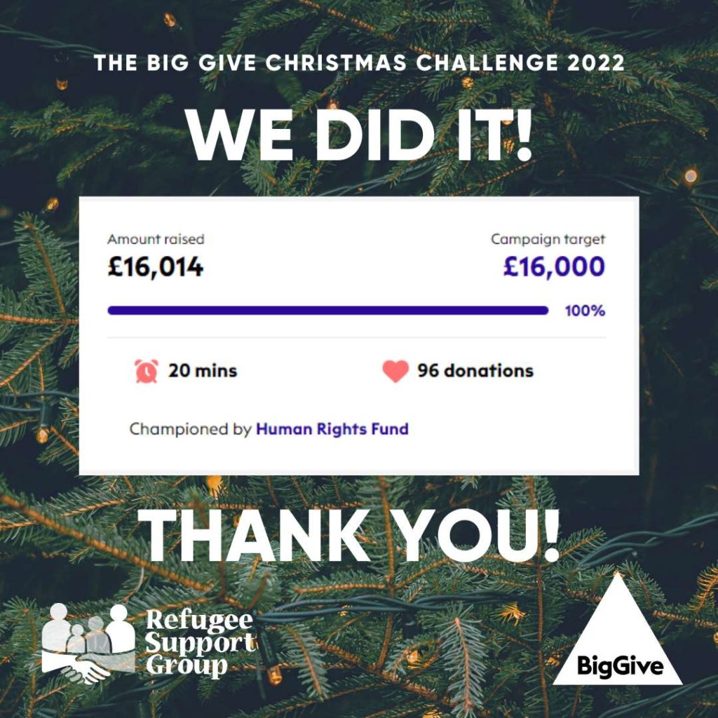 Refugee Support Group The Big Give Christmas Challenge